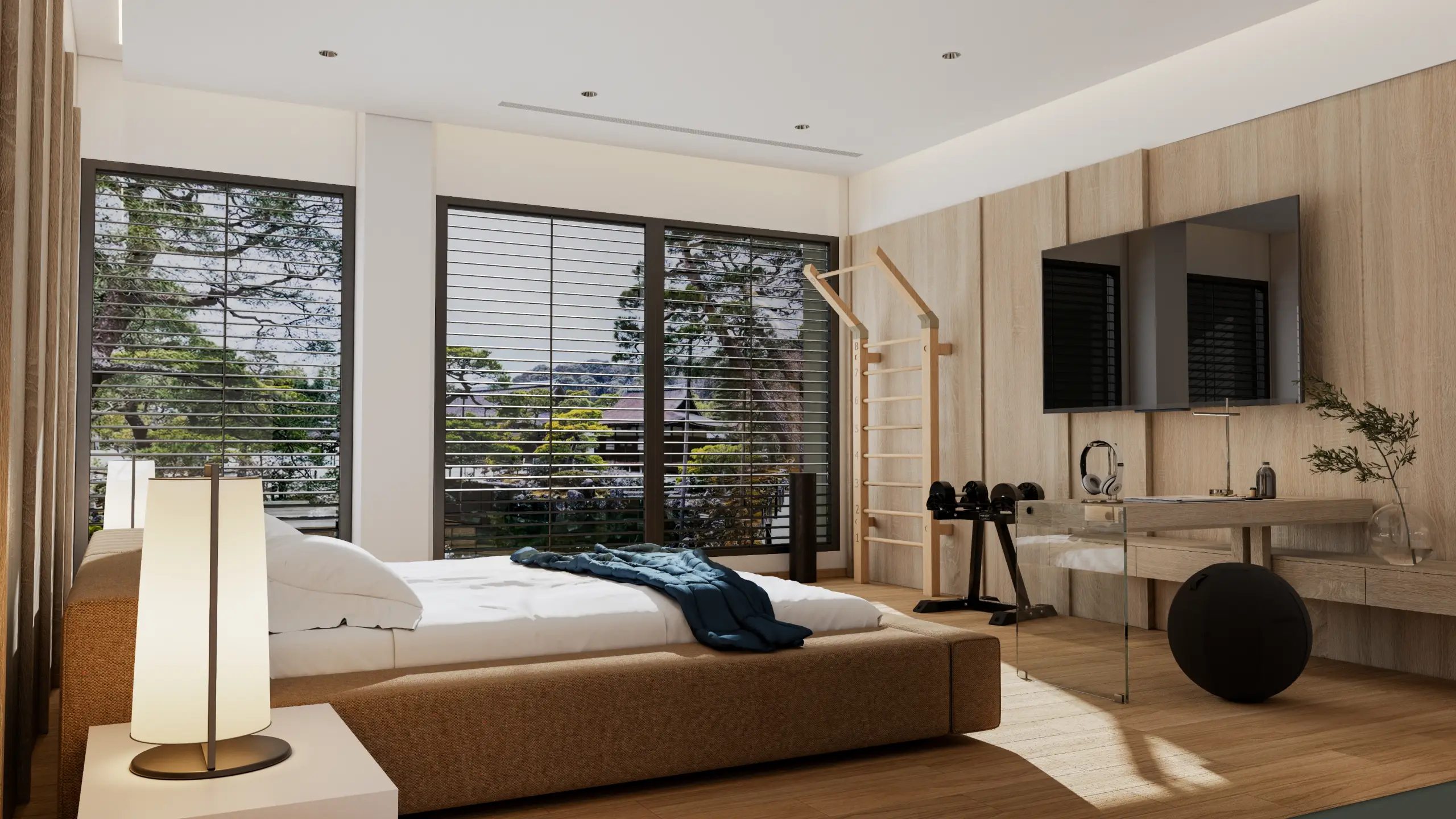 Camera d'hotel con attrezzatura fitness integrata